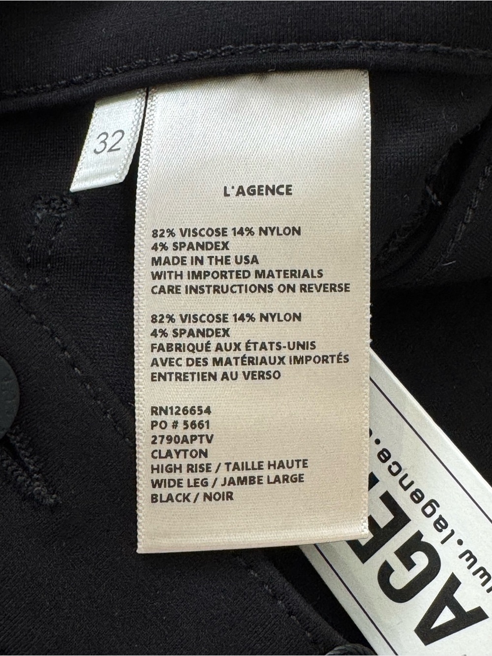 NWT L’AGENCE Clayton Ponte High Rise Wide Leg Pants Black 32 - Picture 15 of 16